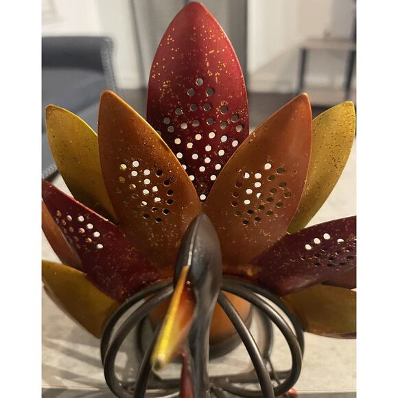 Turkey Shaped Rustic Metal Candle Tea Light Holder - Picture 4 of 12